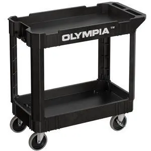 2 Shelf Black Rolling Utility Cart - Supports Up to 500 lbs, Comfort Handle - Heavy Duty Carts with Wheels - Great for Warehouse, Garage, Manufacturing, Cleaning 2 Shelf Black Rolling Utility Cart - Supports Up to 500 lbs, Comfort Handle - Heavy Duty Carts with Wheels - Great for Warehouse, Garage, Manufacturing, Cleaning