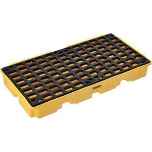 Low Profile Spill Containment Modular Platform, 2 Drum Capacity, 30 Gallon Liquid Capacity, 5000 Lbs Weight Capacity, 51.5"W x 26.25"D x 6.5"H, Yellow Low Profile Spill Containment Modular Platform, 2 Drum Capacity, 30 Gallon Liquid Capacity, 5000 Lbs Weight Capacity, 51.5"W x 26.25"D x 6.5"H, Yellow
