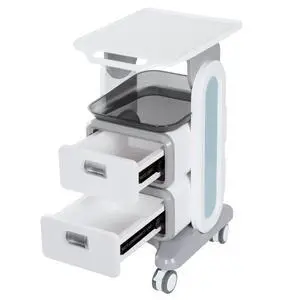 Medical Trolley Cart with 2 Drawers, Mobile Ultrasound Rolling Cart with Wheels and Trays, 150 LBS MAX Load Utility Storage Trolley for Hospital Dental Clinic Beauty Salon Medical Trolley Cart with 2 Drawers, Mobile Ultrasound Rolling Cart with Wheels and Trays, 150 LBS MAX Load Utility Storage Trolley for Hospital Dental Clinic Beauty Salon