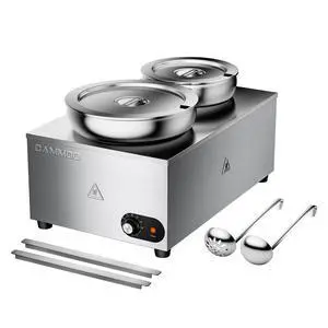 20qt 2-in-1 Electric Soup Warmer and Steam Table Food Warmer, 1200W Stainless Steel Bain Marie Pot, 86~185°F Adjustable Temp, Commercial Soup Kettle for Catering Restaurant Buffet 20qt 2-in-1 Electric Soup Warmer and Steam Table Food Warmer, 1200W Stainless Steel Bain Marie Pot, 86~185°F Adjustable Temp, Commercial Soup Kettle for Catering Restaurant Buffet
