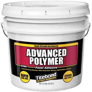 Ultimate Advanced Polymer Panel Adhesive, 3.5 Gallon Pail Bonds FRP, Wood, Laminate, PVC, Foamboard, Metal & Non-Porous Surfaces, VOC-Compliant, NFPA Class A Fire Rated 4319 Ultimate Advanced Polymer Panel Adhesive, 3.5 Gallon Pail Bonds FRP, Wood, Laminate, PVC, Foamboard, Metal & Non-Porous Surfaces, VOC-Compliant, NFPA Class A Fire Rated 4319