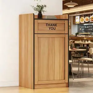 40 Gallon Trash Can Cabinet, Wooden Restaurant Trash Can with Tray Holder, Large Commercial Garbage Cabinet for Restaurant Cafeteria Office, Natual 40 Gallon Trash Can Cabinet, Wooden Restaurant Trash Can with Tray Holder, Large Commercial Garbage Cabinet for Restaurant Cafeteria Office, Natual