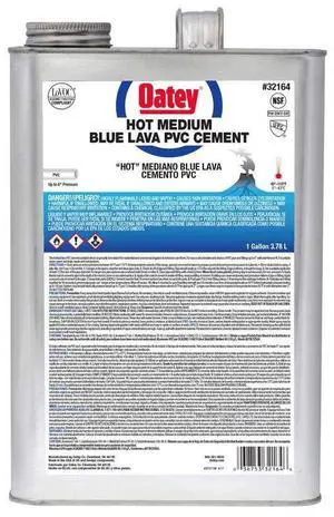 32164, 1 GALLON. PVC BLUE LAVA HOT MEDIUM BODIED CEMENT - UP TO 6" DIAMETER 32164, 1 GALLON. PVC BLUE LAVA HOT MEDIUM BODIED CEMENT - UP TO 6" DIAMETER