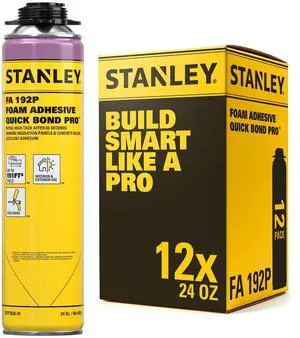 FA192P Quick Bond Pro Adhesive Foam (12x24oz) | Heavy Duty Polyurethane Foam Adhesive for Construction, Insulation Panels, Concrete, Wood, Metal, Fast Cure, Gun NOT Included | 12 Pack FA192P Quick Bond Pro Adhesive Foam (12x24oz) | Heavy Duty Polyurethane Foam Adhesive for Construction, Insulation Panels, Concrete, Wood, Metal, Fast Cure, Gun NOT Included | 12 Pack