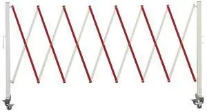 Trafford Industrial Expandable Metal Barricade, 11 Feet, Red and White, Mobile Safety Barrier Gate, Retractable Traffic Fence Trafford Industrial Expandable Metal Barricade, 11 Feet, Red and White, Mobile Safety Barrier Gate, Retractable Traffic Fence