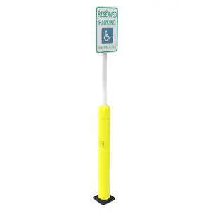 Impact Recovery - Sta-Rite Flexible Sign Post - Sign Holder - Handicap Parking Signs - Made in the USA - 102 with Yellow Bollard - Van Accessible Signage Impact Recovery - Sta-Rite Flexible Sign Post - Sign Holder - Handicap Parking Signs - Made in the USA - 102 with Yellow Bollard - Van Accessible Signage