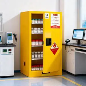 Flammable Storage Cabinet, 35" H x 18" W x 18" D Thickened Galvanized Steel Flammable Safety Cabinet, 30 Gallon Industry Fire Safety with Adjustable Shelf, for Industrial and Home Use Flammable Storage Cabinet, 35" H x 18" W x 18" D Thickened Galvanized Steel Flammable Safety Cabinet, 30 Gallon Industry Fire Safety with Adjustable Shelf, for Industrial and Home Use