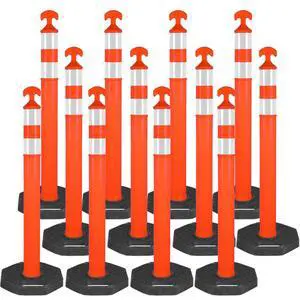 42" Traffic Delineator Posts,12 Pack Orange Safety Cones with Reflective Collars and Weighted Base for Road Safety, Parking Lots 42" Traffic Delineator Posts,12 Pack Orange Safety Cones with Reflective Collars and Weighted Base for Road Safety, Parking Lots