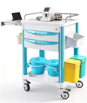 Medical Rolling Storage Crash Cart with Brakes Silent Swivel Wheels, Hospital Mobile Ultrasound cart with 2 Dividers Drawers & Waste Bucket, Nursing Emergency Cart for Hospital, Clinic, Anorectal Medical Rolling Storage Crash Cart with Brakes Silent Swivel Wheels, Hospital Mobile Ultrasound cart with 2 Dividers Drawers & Waste Bucket, Nursing Emergency Cart for Hospital, Clinic, Anorectal