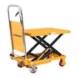 Hydraulic Lift Table, 330lbs Capacity 29.1" Table Extended Height, Single Scissor Lift Table Cart with 4 Wheels and Safety Back Guard for Material Handling and Transportation Hydraulic Lift Table, 330lbs Capacity 29.1" Table Extended Height, Single Scissor Lift Table Cart with 4 Wheels and Safety Back Guard for Material Handling and Transportation