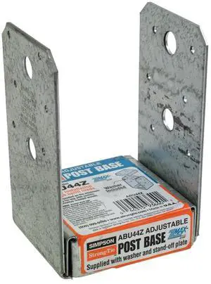 ABU44Z ABU ZMAX Galvanized Adjustable Standoff Post Base for 4x4 (Pack of 12) ABU44Z ABU ZMAX Galvanized Adjustable Standoff Post Base for 4x4 (Pack of 12)