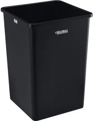 Square Plastic Garbage Can, 35 Gallon Capacity, Indoor/Outdoor Rated, 19-1/2"W x 19-1/2"D x 27-4/5"H, Utility Trash Can, No Lid, Black Square Plastic Garbage Can, 35 Gallon Capacity, Indoor/Outdoor Rated, 19-1/2"W x 19-1/2"D x 27-4/5"H, Utility Trash Can, No Lid, Black
