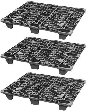 3 Pack Heavy Duty 48" L x 40" W x 5" H Recycled High Density Polyethylene Pallets 3,500lb Static Weight Load Capacity Per Pallet 3 Pack Heavy Duty 48" L x 40" W x 5" H Recycled High Density Polyethylene Pallets 3,500lb Static Weight Load Capacity Per Pallet