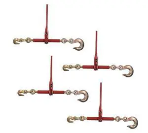 (4 Pack) 5/16"- 3/8" Heavy Duty Ratchet Chain Binder w/ 3/8" Grab Hook & 1/2" Slip Hook, 5,400 Lbs WLL - Tie Down Hauling Load Binders for Flatbed Trailers (4 Pack) 5/16"- 3/8" Heavy Duty Ratchet Chain Binder w/ 3/8" Grab Hook & 1/2" Slip Hook, 5,400 Lbs WLL - Tie Down Hauling Load Binders for Flatbed Trailers