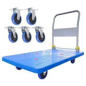 1320lbs Flatbed Cart - Heavy Duty Foldable Platform Hand Truck with 360°Swivel Wheels Loading & Storage 1320lbs Flatbed Cart - Heavy Duty Foldable Platform Hand Truck with 360°Swivel Wheels Loading & Storage