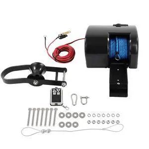 35lb Electric Winch, 12V Boat Anchor Winch-Marine Saltwater Anchor Windlass Kit with Remote Control & 100-feet of Pre- Rope for Speedboats, Wench-Anchors - Complete Set Black 35lb Electric Winch, 12V Boat Anchor Winch-Marine Saltwater Anchor Windlass Kit with Remote Control & 100-feet of Pre- Rope for Speedboats, Wench-Anchors - Complete Set Black