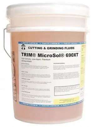 Cutting & Grinding Fluids MS690XT/5 MicroSol 690XT Low foam Premium Semisynthetic Microemulsion Coolant, High Lubricity, 5 gal Pail Cutting & Grinding Fluids MS690XT/5 MicroSol 690XT Low foam Premium Semisynthetic Microemulsion Coolant, High Lubricity, 5 gal Pail
