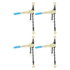 Ratcheting Chain Binder Kit, Easy Ratchet Chain Binder with Grab Working Load Tie Down Hooks Heavy Duty Tie Down Ratchet Load Binder for Trucks & Flatbed Trailers (1/4" - 5/16", 4 Pack) Ratcheting Chain Binder Kit, Easy Ratchet Chain Binder with Grab Working Load Tie Down Hooks Heavy Duty Tie Down Ratchet Load Binder for Trucks & Flatbed Trailers (1/4" - 5/16", 4 Pack)
