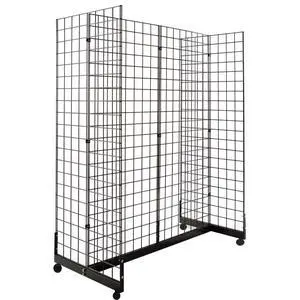 Gridwall Panel Display Fixture with Gondola Base - Black Grid Gondola Unit with Casters Gridwall Panel Display Fixture with Gondola Base - Black Grid Gondola Unit with Casters