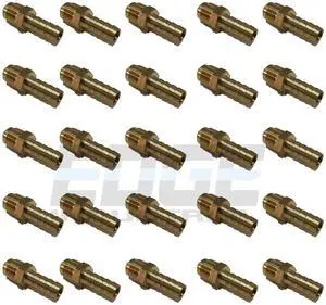 3/8" Hose ID to 3/8" 45° Male Flare Straight Brass Fitting Fuel/AIR/Water/Oil/Gas/WOG (Qty 25) 3/8" Hose ID to 3/8" 45° Male Flare Straight Brass Fitting Fuel/AIR/Water/Oil/Gas/WOG (Qty 25)