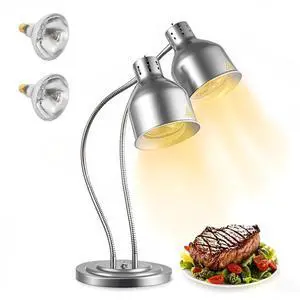Food Heat Lamp 2-Head Electric Heating Lamp 500W Commercial Food Warmer Lamp for Food Electric Warming Lights for Restaurant, Buffet, Catering, Kitchen & Home Use (Silver) Food Heat Lamp 2-Head Electric Heating Lamp 500W Commercial Food Warmer Lamp for Food Electric Warming Lights for Restaurant, Buffet, Catering, Kitchen & Home Use (Silver)