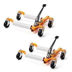 Car Wheel Dolly Jack Set of 2, Mechanical 3000-lbs Car Skates, 12'' Wheel Vehicle Positioning Jack, Heavy Duty Rollers with Ratcheting Foot Pedal for Tire Auto Repair Moving, Orange Car Wheel Dolly Jack Set of 2, Mechanical 3000-lbs Car Skates, 12'' Wheel Vehicle Positioning Jack, Heavy Duty Rollers with Ratcheting Foot Pedal for Tire Auto Repair Moving, Orange