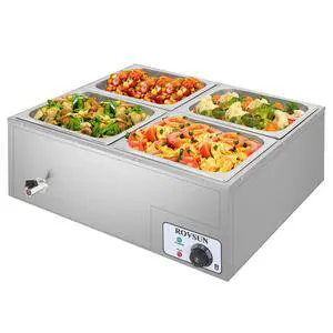 42.3 QT 4 Pan Commercial Electric Food Warmer, Counter Top Electric Bain-Marie with Warming Plate, Steam Table Food Warmer for Catering, Parties Buffet and Restaurant, Stainless Steel, 1200W 42.3 QT 4 Pan Commercial Electric Food Warmer, Counter Top Electric Bain-Marie with Warming Plate, Steam Table Food Warmer for Catering, Parties Buffet and Restaurant, Stainless Steel, 1200W