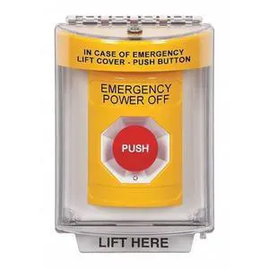 SS2231PO-EN Yellow Indoor/Outdoor Flush Turn-to-Reset Stopper Station with EMERGENCY POWER OFF Label English SS2231PO-EN Yellow Indoor/Outdoor Flush Turn-to-Reset Stopper Station with EMERGENCY POWER OFF Label English