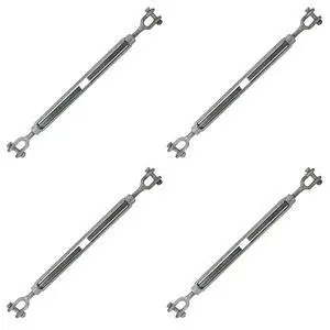 Jaw and Jaw Turnbuckles 1/2" x 12" (4-Pack), 2,200 LBS Working Load Limit, UNC Thread Hot-Dipped Galvanized Turnbuckle Heavy Duty for Wire Rope, in-Line Pulls & Tension Applications Jaw and Jaw Turnbuckles 1/2" x 12" (4-Pack), 2,200 LBS Working Load Limit, UNC Thread Hot-Dipped Galvanized Turnbuckle Heavy Duty for Wire Rope, in-Line Pulls & Tension Applications