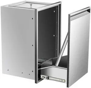 Pull Out Trash Drawer, 19''W x 27''H x 16''D Stainless Steel Built-in Single Trash Drawer Outdoor Kitchen Cabinets Trash Bin for BBQ Island Grill Station Pull Out Trash Drawer, 19''W x 27''H x 16''D Stainless Steel Built-in Single Trash Drawer Outdoor Kitchen Cabinets Trash Bin for BBQ Island Grill Station