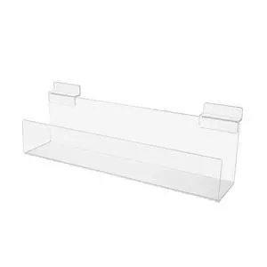 24 Pack Acrylic Slatwall J Ledge 12 Inch Wide by 2.5 Inch Deep Clear Floating Retail Product Display for Salons Boutiques and Specialty Shops 24 Pack Acrylic Slatwall J Ledge 12 Inch Wide by 2.5 Inch Deep Clear Floating Retail Product Display for Salons Boutiques and Specialty Shops