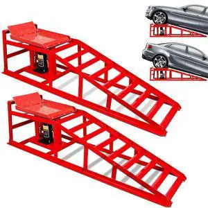 2PCS Hydraulic Car Ramps, 5T 11000lbs Heavy Duty Adjustable Steel Lift Ramps, Hydraulic Vehicle Ramps Lift Ramp for Oil Changes, Car Lifts for Home Garage, Vehicle Auto Garage Repair (Red) 2PCS Hydraulic Car Ramps, 5T 11000lbs Heavy Duty Adjustable Steel Lift Ramps, Hydraulic Vehicle Ramps Lift Ramp for Oil Changes, Car Lifts for Home Garage, Vehicle Auto Garage Repair (Red)