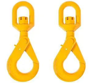 (2 Pack 3/8'' Self Locking Swivel Hook Grade 80-7100 LBS Working Load Limit 3.2 Ton - Yellow Painted Forged Steel Swivel Lifting Hook (2 Pack 3/8'' Self Locking Swivel Hook Grade 80-7100 LBS Working Load Limit 3.2 Ton - Yellow Painted Forged Steel Swivel Lifting Hook