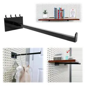 12" Pegboard Straight Arm Faceout Hook, Peg Shelf Bracket, Black, 10 Pack 12" Pegboard Straight Arm Faceout Hook, Peg Shelf Bracket, Black, 10 Pack