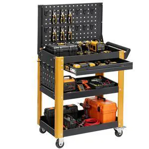 4-Tier Rolling Tool Cart with Wheels Work Cart with Drawer & Pegboardwith | 1000LBS Load Capacity, Lockable, For Workshop, Warehouse, Garage, Shop, School & Garden 4-Tier Rolling Tool Cart with Wheels Work Cart with Drawer & Pegboardwith | 1000LBS Load Capacity, Lockable, For Workshop, Warehouse, Garage, Shop, School & Garden
