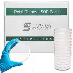 Evviva Sciences Petri Dish 500 Pack 500 Petri Dishes 100 X 15mm Premium Performance 3 Vents to Reduce Condensation for Lab Research, Education, & More Evviva Sciences Petri Dish 500 Pack 500 Petri Dishes 100 X 15mm Premium Performance 3 Vents to Reduce Condensation for Lab Research, Education, & More