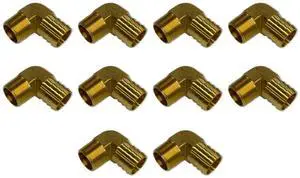 1" HOSE ID TO 3/4" MALE NPT MNPT 90 DEGREE BRASS ELBOW FITTING FUEL/AIR/WATER/OIL/GAS/WOG (QTY 10) 1" HOSE ID TO 3/4" MALE NPT MNPT 90 DEGREE BRASS ELBOW FITTING FUEL/AIR/WATER/OIL/GAS/WOG (QTY 10)