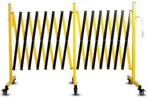 Industrial Expandable Metal Barricade 23 Feet, Yellow and Black Mobile Safety Barrier Gate, Retractable Traffic Fence with Casters, Folding Expandable Barricade for Road Construction, Garage Industrial Expandable Metal Barricade 23 Feet, Yellow and Black Mobile Safety Barrier Gate, Retractable Traffic Fence with Casters, Folding Expandable Barricade for Road Construction, Garage