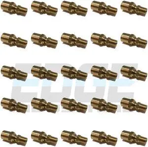 Brass Reusable Fitting Adapter 1/4" NPTF Male X 3/8" Hose ID X 5/8" Hose OD (Qty 25) Brass Reusable Fitting Adapter 1/4" NPTF Male X 3/8" Hose ID X 5/8" Hose OD (Qty 25)