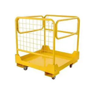 Forklift Safety Cage 36''x36'' Heavy Duty Steel Forklift Work Platform 1150LBS Capacity with 4 Universal Wheels Collapsible Lift Basket Aerial Rails Aerial Platform, Yellow Forklift Safety Cage 36''x36'' Heavy Duty Steel Forklift Work Platform 1150LBS Capacity with 4 Universal Wheels Collapsible Lift Basket Aerial Rails Aerial Platform, Yellow