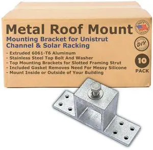 Metal Roof Mounting Bracket for Unistrut Channel & Solar Racking - Extruded 6061-T6 Aluminum Four Screw Down Top Mounting Brackets for Slotted Framing Strut (10 Pcs) (10) Metal Roof Mounting Bracket for Unistrut Channel & Solar Racking - Extruded 6061-T6 Aluminum Four Screw Down Top Mounting Brackets for Slotted Framing Strut (10 Pcs) (10)