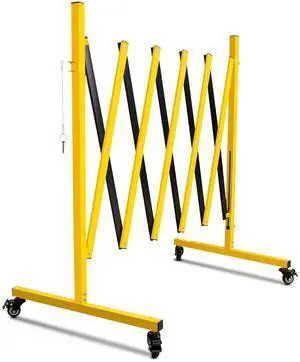 Industrial Expandable Metal Barricade 11 Feet, Yellow and Black Mobile Safety Barrier Gate, Retractable Traffic Fence with Casters, Folding Expandable Barricade for Road Construction, Garage Industrial Expandable Metal Barricade 11 Feet, Yellow and Black Mobile Safety Barrier Gate, Retractable Traffic Fence with Casters, Folding Expandable Barricade for Road Construction, Garage