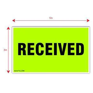 3" X 5" Received Fluorescent Shipping Label Stickers for Shipping and Packing - 500 Adhesive Labels Per Roll (10 Pack) 3" X 5" Received Fluorescent Shipping Label Stickers for Shipping and Packing - 500 Adhesive Labels Per Roll (10 Pack)