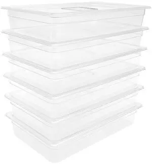 6 Pack Food Pans, 4 Inch Deep Clear Food Pan with Lids,Commercial Food Storage Containers for Restaurant, Hotel 6 Pack Food Pans, 4 Inch Deep Clear Food Pan with Lids,Commercial Food Storage Containers for Restaurant, Hotel