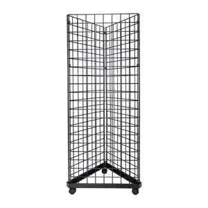 Black Triangle Wire Grid and Grid Wall Tower with Base and Casters - Black Metal Display Stand with Grid Wall Panels - Durable Wire Grid Panels for Display - Sturdy Gridwall Panels for Black Triangle Wire Grid and Grid Wall Tower with Base and Casters - Black Metal Display Stand with Grid Wall Panels - Durable Wire Grid Panels for Display - Sturdy Gridwall Panels for
