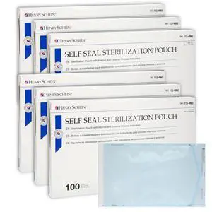 Self-Sealing Sterilization Pouches, Latex-Free, Built in Color Change Guide 10.5 in x 17 in 100/Bx, 6 Boxes, 600 Count Self-Sealing Sterilization Pouches, Latex-Free, Built in Color Change Guide 10.5 in x 17 in 100/Bx, 6 Boxes, 600 Count