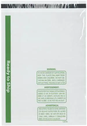 Ready to Ship 1.5 Mil Wicketed Poly Bags with Permanent Adhesive Strip and Suffocation Warning, 12" x 16" (Case of 1000) Ready to Ship 1.5 Mil Wicketed Poly Bags with Permanent Adhesive Strip and Suffocation Warning, 12" x 16" (Case of 1000)
