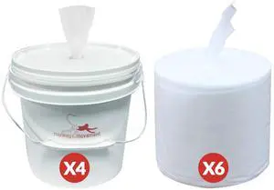 Dry Wipe Kit: 7200 Wipes (7" x 6"): Make Your Own Wet Wipes Using Your Preferred Cleaning Solution: 6 Mega Rolls + 4 Dispensing Buckets Dry Wipe Kit: 7200 Wipes (7" x 6"): Make Your Own Wet Wipes Using Your Preferred Cleaning Solution: 6 Mega Rolls + 4 Dispensing Buckets
