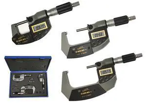 0-3"/0-70mm Twin Force Friction and Ratchet Movement Digital Micrometer, IP65 Protective Rate, 3 Pieces Set, 35-065-U33 0-3"/0-70mm Twin Force Friction and Ratchet Movement Digital Micrometer, IP65 Protective Rate, 3 Pieces Set, 35-065-U33
