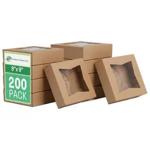 SCT Kraft Window Bakery Boxes, 9 x 9 x 2.5, Brown, Paper, 200/Carton SCT Kraft Window Bakery Boxes, 9 x 9 x 2.5, Brown, Paper, 200/Carton